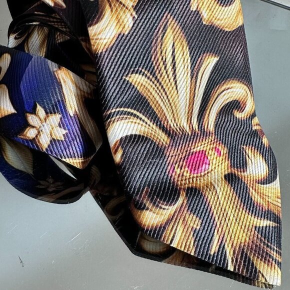 Fleur de Lis Bejeweled Ruby Gold Tie Mans Mens Neckwear Baroque Gift NWT Novelty - Picture 1 of 10